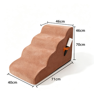 Escalier pour animaux de compagnie à 3 marches en mousse souple, rampe antidérapante, mobilier d'intérieur beige 40x71x46cm pour chats et chiens - Product Image 1