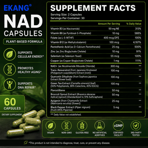 Private Label Plant Based NAD Capsules Dietary <b>Supplement</b> Hard Gelatin Vegan Non GMO Gluten Free 60 Capsules - Product Image 2