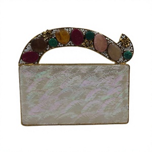 Handcrafted Brass Classic Eco-Friendly Clutch Floral Gold Handle Crystal Embellished Luxury Evening Bridal Statement Bag <b>Handbag</b> - Product Image 1