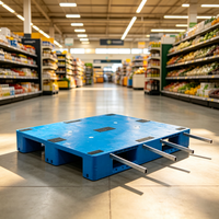 Palette en plastique HDPE à 3 roulettes avec grille de renforcement en acier TBT, empilable, économique, directement du fabricant