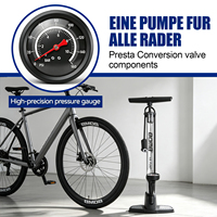 Pompe à pied haute pression BOMO 160 PSI 11 BAR avec manomètre analogique et double valve pour vélo de route et VTT