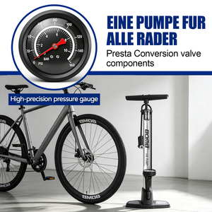 ปั๊มลมจักรยาน BOMO Track Pump แบบตั้งพื้น 160 PSI 11 บาร์ พร้อมเกจวัดแรงดันแบบอนาล็อก หัววาล์วคู่ สำหรับจักรยานเสือหมอบและจักรยานเสือภูเขา - Product Image 6