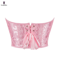 Bustier Minceur pour Femmes à Forte Poitrine, Corset Court Rose à 12 Baleines en Plastique, Soutenu, Grande Taille S-XXXXXXL avec 4 Fermoirs