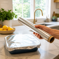 Rouleau géant de papier aluminium domestique 8011 8006, 45 cm x 150 m, 15 microns, qualité alimentaire, avec boîte colorée pour la fabrication de contenants