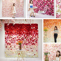 Simulierte Hochzeits-Blumenwand Pflanzenhintergrundwand Einkaufszentrum-Dekoration Seidenrosen Künstliche Blumenwand für Hochzeiten