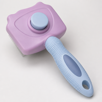 YAOYUE Peine Quita Pelo de Gato con Orejas de Gato, Cepillo Autolimpiante para Aseo de Mascotas, Cabezal de 9 cm, Plástico y TPR, Azul, Morado, Rosa, Gris