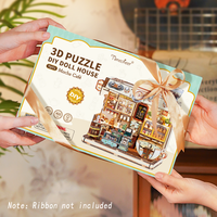 Tonecheer Wholesale NOUVEAU Design 2026 Puzzle 3D en Bois LED Maison de Poupée Café Mocha Kit DIY Maison de Poupée en Bois Modèle Miniature DIY