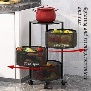 Estante de cocina giratorio multicapa, cesta giratoria de almacenamiento de frutas, soporte móvil para aperitivos y verduras, estante para el hogar - Product Image 5