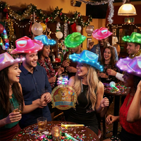 Chapeau de cowboy LED clignotant à néon, vente chaude 2026, logo personnalisé coloré, NOUVELLES ARRIVÉES, Thanksgiving, Pâques, anniversaire, rentrée scolaire, fête