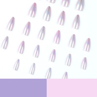 Offre Spéciale importé ABS personnalisé Chrome vente en gros brillant couleur violet simple conception longue plaine presse sur les ongles