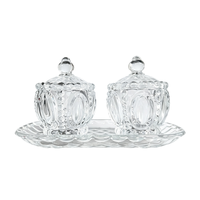 Ensemble de pots à bonbons décoratifs en verre écologique avec couvercles en cristal, 2 pièces, pots de rangement chauffables pour sucre, collations, cadeaux de mariage