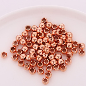 Perles rondes en plastique ABS électroplaqué à grand trou pour la fabrication de bijoux, or KC, blanc K, cuivre rouge, noir canon de fusil, 17mm - Product Image 3