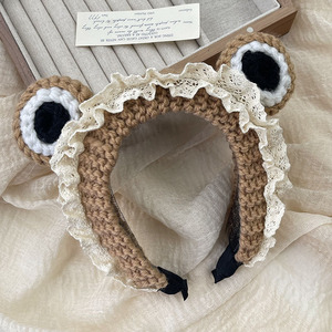 Simpatico Copricapo a Forma <span class=keywords><strong>di</strong></span> Rana con Grandi Occhi, Antiscivolo, Accessorio per Lavaggio Viso in Lana Lavorata a Maglia - Product Image 6