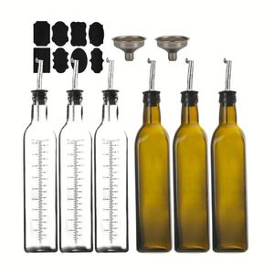 Botella dispensadora de aceite de oliva de vidrio transparente de 17 oz, garrafa de aceite de oliva, decantador de 500 ml, aceitera y vinagrera verde con vertedores para cocina - Product Image 2