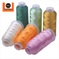 Benang Bordir Polyester 120D/2 40wt Fufu, Kustomisasi, 4000Yds, Benang Bordir Trilobal, Berbagai Warna Campuran, Gulungan Besar