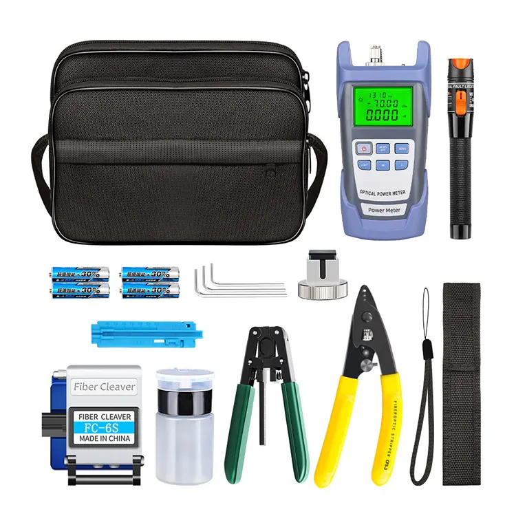 Fiber optik sonlandırma aracı kiti montaj FTTH Tool Kit ile FC-6S Cleaver optik güç ölçer bulucu