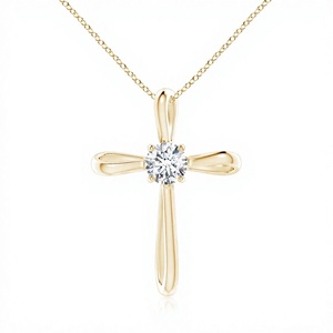 0.50 Ct Lab Grown Diamond Cross Necklace Rhodium Plated 925 Sterling Silver & 14K <b>Solid</b> <b>Gold</b> Wedding Luxury <b>Pendant</b> - Product Image 1
