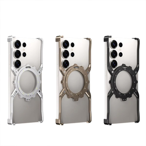 Coque de téléphone sans cadre en alliage d'aluminium pour Samsung <span class=keywords><strong>Galaxy</strong></span> S22 S23 S24 S25 S26 Ultra avec béquille rotative à <span class=keywords><strong>360</strong></span>° et protection antichoc - Product Image 1