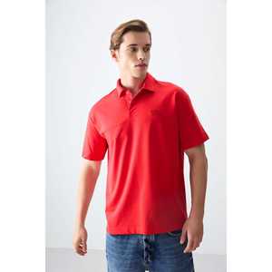 Polo en coton Oxford pour homme Fiesta, manches courtes, coupe ample, anti-rétrécissement, rouge basique 88382 - Product Image 2