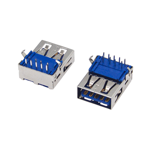 หัวต่อ USB 3.0 Type-A แบบตัวเมีย มุมฉาก 9 พิน แบบ DIP แนวตั้ง ติดตั้งแบบ Thru-Hole  ตัวเรือนทรงสี่เหลี่ยมมาตรฐาน พร้อมฉนวนสีน้ำเงิน - Product Image 1
