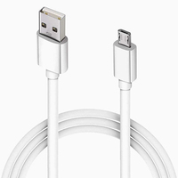 Câble Micro USB TPE blindé tressé V8 durable 1M, charge haute vitesse, conducteur en cuivre pur, écologique, blanc, pour écouteurs