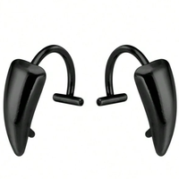 Vampire Fang Lip Ring Silver Fangs Clip-On Body Piercing Dents pour Goth Cosplay