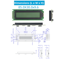Module LCD COB 1602 double rangée 16x2 14 broches 2,24 pouces Affichage STN Rétroéclairage LED 3,3V/5V Montage sur carte PCB 350cd/m² -20°C-70°C