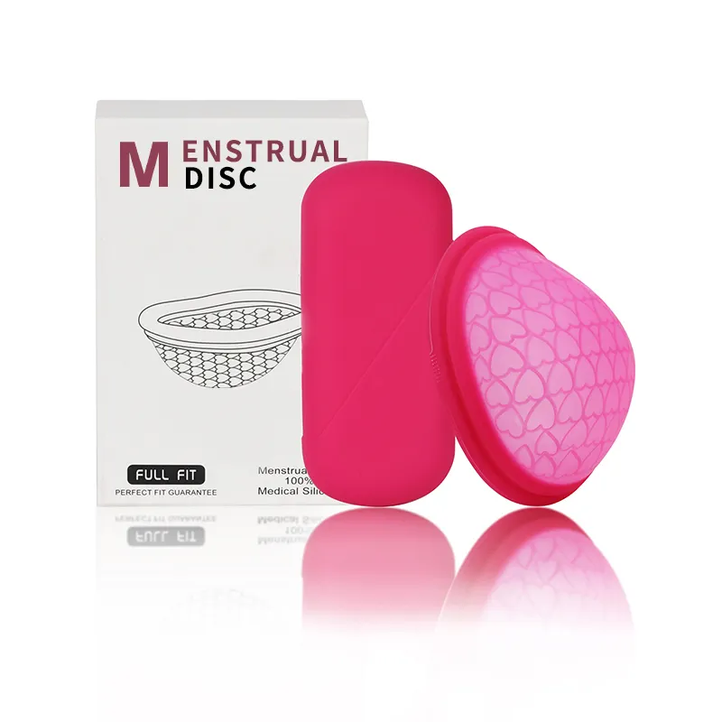 Упаковка с логотипом на заказ, Круглый Женский гигиенический спортивный Менструальный диск из медицинского силикона, Менструальный диск с тяжелым потоком