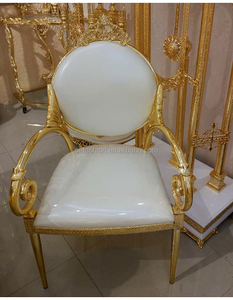 Sedie da banchetto nuziali in alluminio bianco oro stile barocco italiano OE-FASHION, utilizzabili anche come sedie da tempo libero per ristoranti e salotti. - Product Image 2