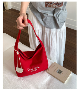2025 Summer New Arrival Korean-Style Casual Stylish <b>Canvas</b> <b>Bag</b> <b>Large</b> Capacity Shoulder <b>Bag</b> - Product Image 5