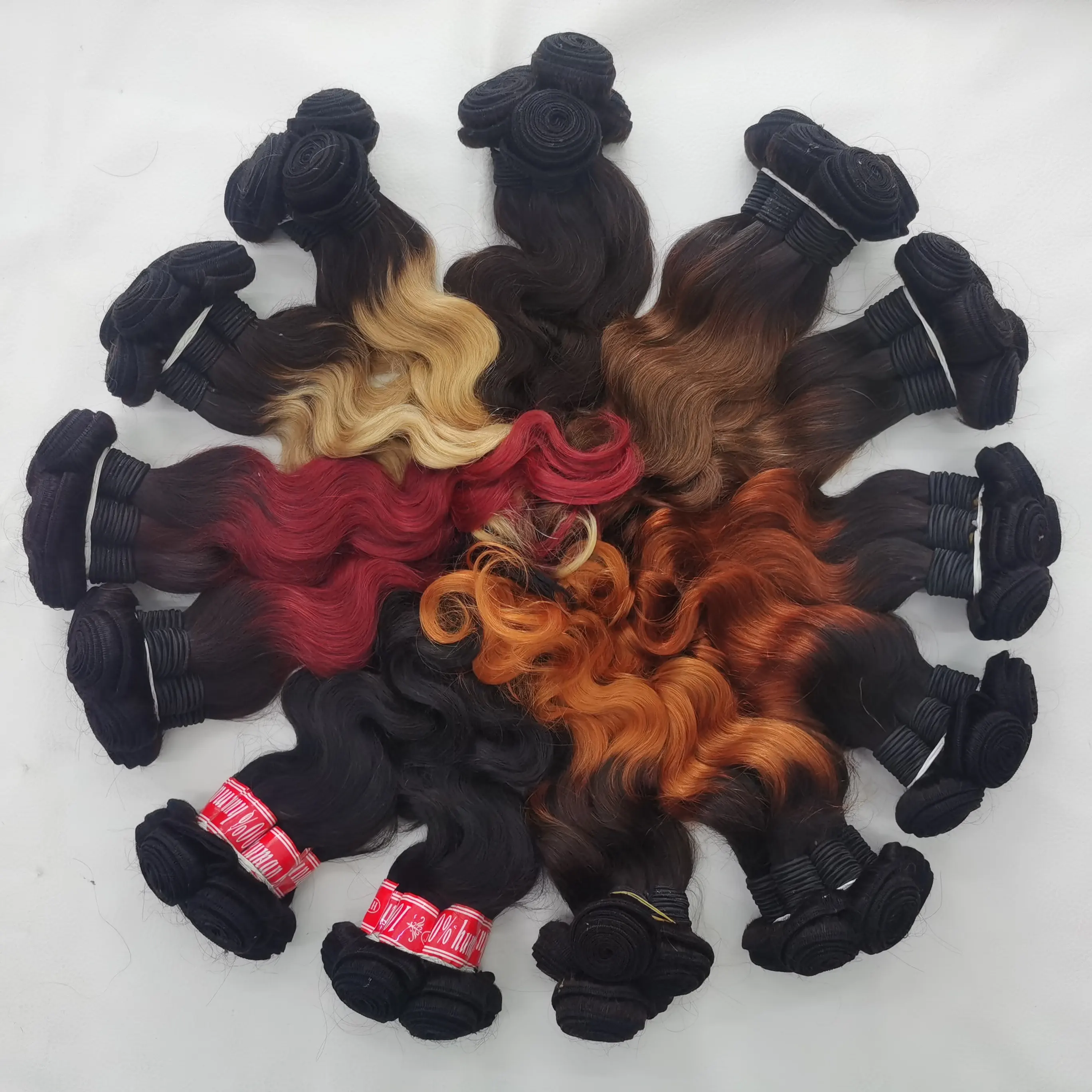 Letsfly Ombre Color Body Wave Brazilian Human Virgin Hair Bundle Weft 20PCS Cheap Hair Good Quality Factory Price Free Shipping