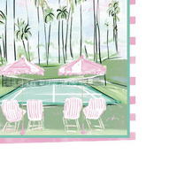 Tapis de Mahjong Rose Préppy pour Court de Tennis, Housse Antidérapante pour Table de Mahjong Américain, Accessoire de Jeu Style Palm Beach, Cadeau
