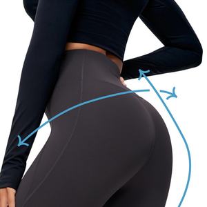 กางเกงโยคะเอวสูงทรงสกินนี่ พร้อมขอบเอวยางยืด โลโก้สั่งทำได้ ดีไซน์เว้าหลังลึก แต่งระบายด้านหลัง สำหรับผู้หญิง-ลายเรียบ - Product Image 3