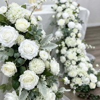Guirlande de fleurs artificielles en soie d'eucalyptus blanc et vert de 2 m de long, directement de l'usine, pour cérémonie de mariage, allée, table, centre de table