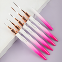 Nouvel ensemble de 5 pinceaux de nail art ultra-fins pour le dessin de lignes, la peinture florale et la sculpture, avec manche métallique, vente en gros transfrontalière