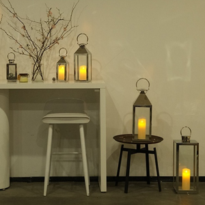Lanterne à vent de style europé<span class=keywords><strong>en</strong></span> <span class=keywords><strong>en</strong></span> acier inoxydable, grande lanterne de sol coupe-vent, bougie électronique, décoration d'intérieur - Product Image 5
