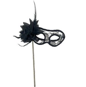 Máscara de Plástico con Plumas para Halloween, con Flores de <span class=keywords><strong>Tela</strong></span> Doradas en Forma de Cebolla, Diseño Elegante de Encaje Semitransparente con Forma de Pétalo para Baile de Graduación - Product Image 6