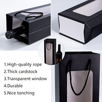 Sacs en papier kraft pour bouteilles de vin, design personnalisé, luxe, écologiques, avec fenêtre et poignées en corde, pour emballages cadeaux de champagne