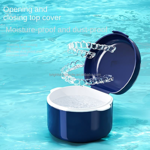 กล่องใส่รีเทนเนอร์แบบพกพา กล่องทำความสะอาดฟันปลอมแบบใส กล่องเก็บฟันปลอม กล่องใส่ฟัน - Product Image 1