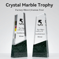 Nouveau trophée créatif en cristal avec base en marbre, gravure laser personnalisée, finition polie, reconnaissance d'équipe, coffret cadeau d'entreprise