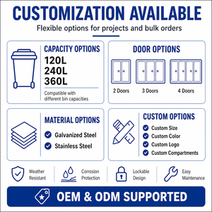 Outdoor Wheelie <strong>Bin</strong> Storage Cabinet 3 <strong>Door</strong> Metal Garbage Can Enclosure Stainless Steel Trash <strong>Bin</strong> Shed for Villa Courtyard Europe - Product Image 6