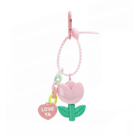 Gantungan Kunci Carabiner Bunga Tulip 3D Lucu, Aksesoris Tas Y2K, Liontin Hati Rantai Akrilik, Cetak UV, Grosir, Aksesoris Fashion