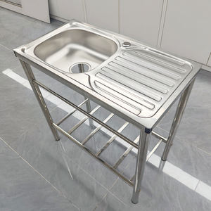 Fregadero de lavabo Simple de acero inoxidable para exteriores de pie para cocina, lavadero, jardín con banco de trabajo - Product Image 3