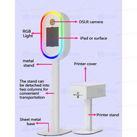 Photomaton pour iPad, surface résistante aux rayures, éclairage LED RGB à distance, ventilateur de refroidissement intégré, photomaton pour location d'événements, directement de l'usine