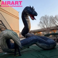 Décoration gonflable géante de cobra, Cobra noir gonflable réaliste pour les fêtes d'Halloween, les maisons hantées et les événements effrayants