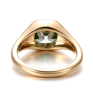 Bague en or jaune 18 carats avec diamant de laboratoire taille cushion, sertie clos, bijoux fins personnalisés, unisexe, pour femme, cadeau Fête des Mères - Product Image 2