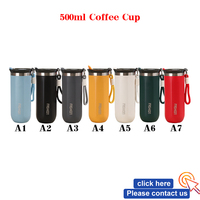 Mug à café isotherme en acier inoxydable à double paroi TY RTS Stock 500 ml avec affichage de la température, écologique, portable, couvercle coulissant