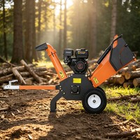 Broyeur de bois portable à moteur essence 7HP 212cc, type tambour, pour ferme