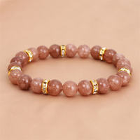 Bracelet de perles de pierre de soleil en cristal d'améthyste violette pour femmes 8mm pierre naturelle micro-incrusté Zircon boule forme motif extensible