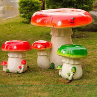Grand jardin extérieur décoration résine fibre de verre glace champignon table et chaise sculpture statues accessoire décor à vendre